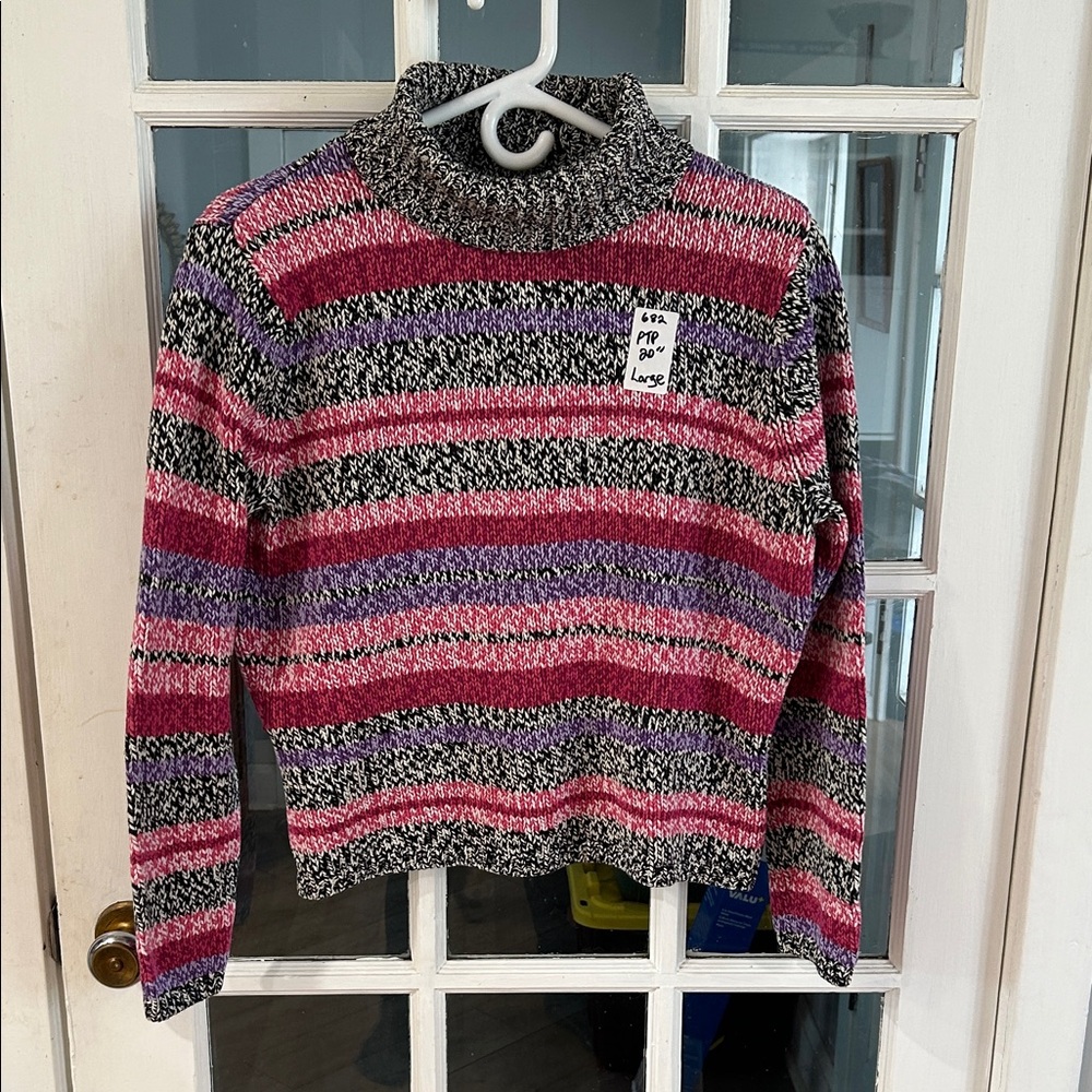 682.  Talbots Multicolor Striped Turtleneck Sweater